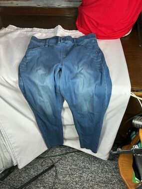 ⭐ HUE Denim Leggings Womens Large Stretch Pull On Jeggings Blue